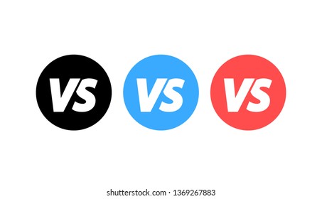 VS versus letters icons set. Battle, confrontation, together, standoff, final fighting Vector illustration
