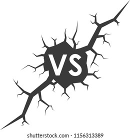 VS. Versus letters on the strong, cracked, white background. Vector illustration