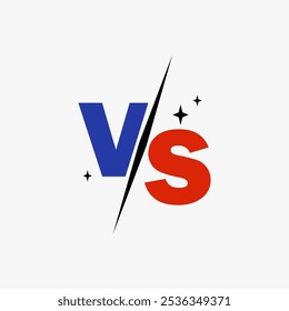 Vs or versus logo for battle or fight game flat cartoon symbol