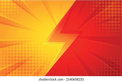 VS or Versus modern red yellow Background with sun brust and halfton vector template