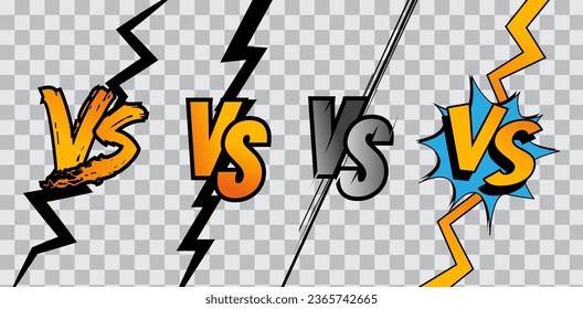 VS. Versus Sign with Crack Isolated on transparent background ,Versus letter logo. Battle vs match, game