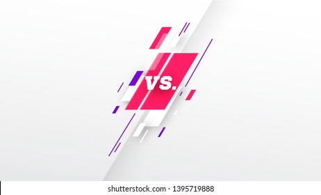 vs. Vertical versus screen design in white background. purple pink color. Battle, sport headline template. line. simple geometric elements. isolated. Flat modern design. Vector illustration