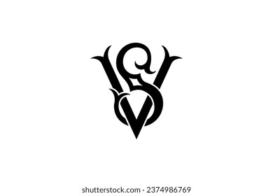 VS Vintage Retro Monogram Logo Design Vector