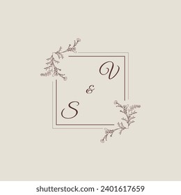 VS wedding line square monogram with high quality professional design that will print well