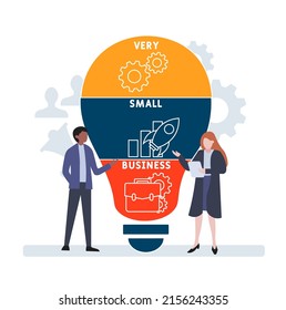VSB - Very Small Business acronym. business concept background. vector illustration concept with keywords and icons. lettering illustration with icons for web banner, flyer, landing page 