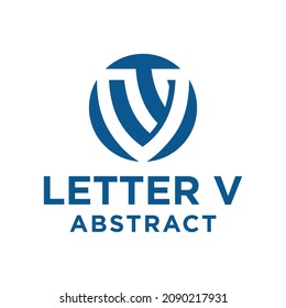 Diseño de logotipo de línea negrita en forma de V dentro de un círculo