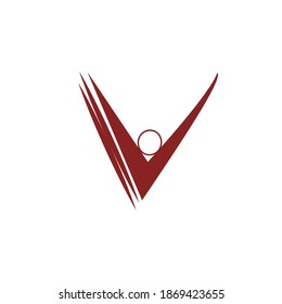 V-förmiges Logo mit einem Kreis zwischen dem Buchstaben V
