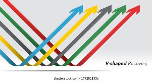 V-shaped recovery arrow vector illustration
