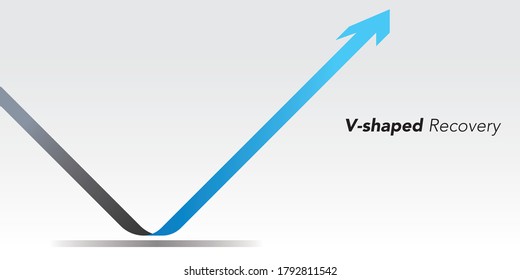 V-shaped recovery arrow vector illustration