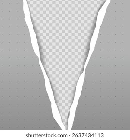 V-shaped ripped paper edges creating a distinctive torn look with exposed background. Ideal for posters, banners, or digital art.