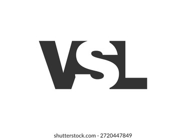 VSL Logo Design. Anfangsbuchstabe V S L fett Schriftstil für Tech-Startups, Beratung, Corporate Branding. Name des kreativen Unternehmens, Schlagzeilen, Typografie, trendige Logoart. Vektorgrafik.