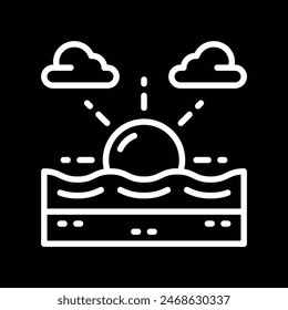 vSunset Over Water Line Drawing