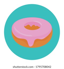 vdulce donut en circular de marco, sobre el diseño de ilustración de vector de fondo blanco