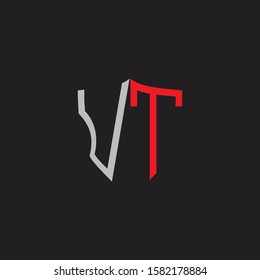 VT Abstract logo monogram with shield elements isolated on black background