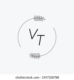 VT Beauty vector initial logo, handwriting logo of initial signature