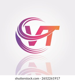 VT Creative Gradient Swirl Monogram Logo – Modern Abstract Letter mark Design for Professional Branding and Digital Identity