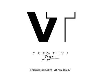 VT Creative Minimalist Negative Space Latter Logo with Modern Monogram for Branding and Business Lettermark Logo with Initial Letters Logo Design for Branding.