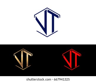 VT hexagon shape initial letter logo
