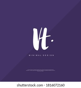 VT Escritura a mano inicial o logotipo manuscrito para la identidad. Logo con firma y estilo dibujado a mano.