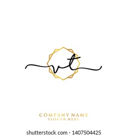 VT Initial handwriting logo template