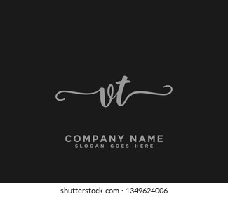 VT Initial Handwriting Logo Vector