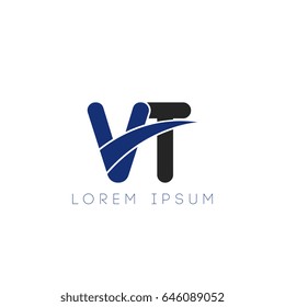 vt initial letter uppercase logo blue and black