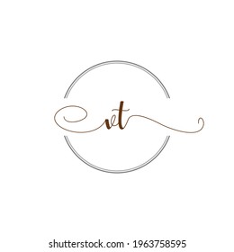 VT Initial Logo Handwriting template letter illustration