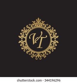 VT initial luxury ornament monogram logo