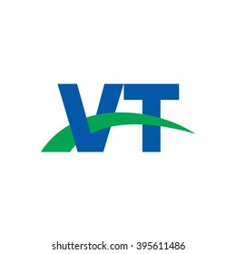 VT initial overlapping swoosh letter logo blue green