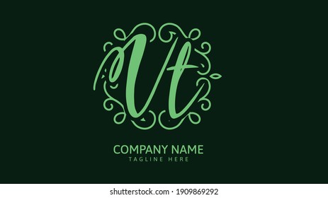 VT Initials, handwriting logo vector