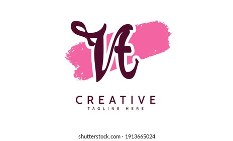 VT Initials, handwriting logo vector