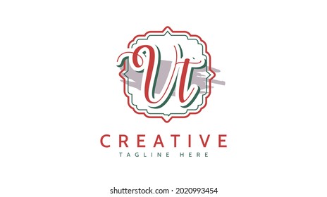 VT Initials, handwriting logo vector