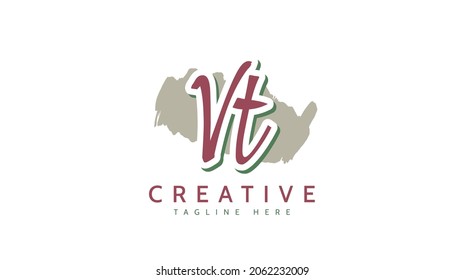 Vt Initials, handwriting logo vector