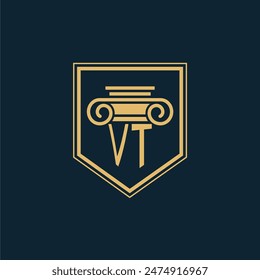 VT Initials Law Firm Logo Lawyer logo with creative law element