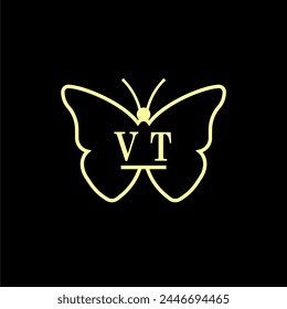 VT Initialen Luxury Butterfly Logo Vektorillustration