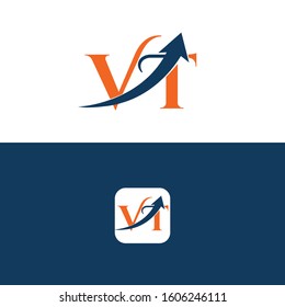 VT Letter with Arrow Logo Template vector Design