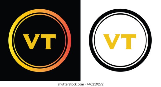 VT letters icon design template elements in abstract background logo, design identity in circle, alphabet letter