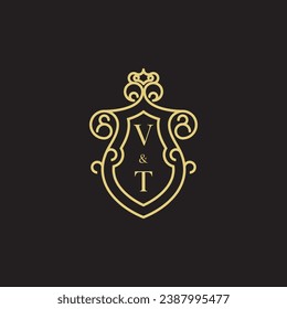 Logotipo inicial vintage de la línea VT en un diseño profesional de alta calidad que se imprimirá en cualquier medio de impresión