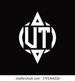 VT Logo with circle rounded combine triangle top and bottom side design template