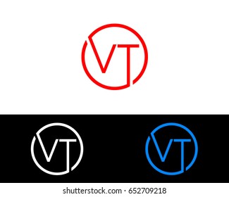 Vt Logo. Letter Design Vector with Red and Black Gold Silver Colors

