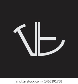 VT Logo letter oval monogram design template with black and white colors