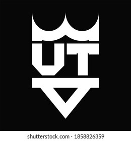VT Logo monogram with crown shape isolated on Black background