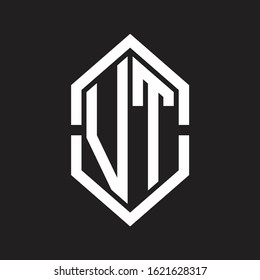VT Logo monogram with hexagon shape and outline slice style with black and white