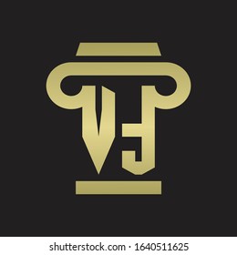 VT Logo monogram with pillar style design template with gold colors