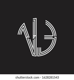VT Logo monogram triple ribbon style line design template isolated on black background