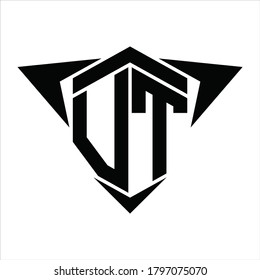 VT Logo monogram with wings arrow around design template on white background