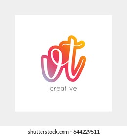 VT logo, vector. Useful as branding, app icon, alphabet combination, clip-art.