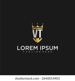 VT luxury letter monogram for crown and shield logo design