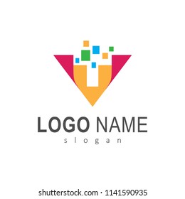 VT Pixel Logo Template, Letter V And Letter T Logo