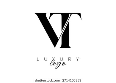 VT Serif Letter Monogram Typography Logo for Elegant Premium Branding Identity